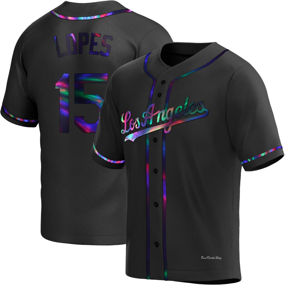 Men's Davey Lopes Los Angeles Dodgers Replica Black Holographic Alternate Jersey