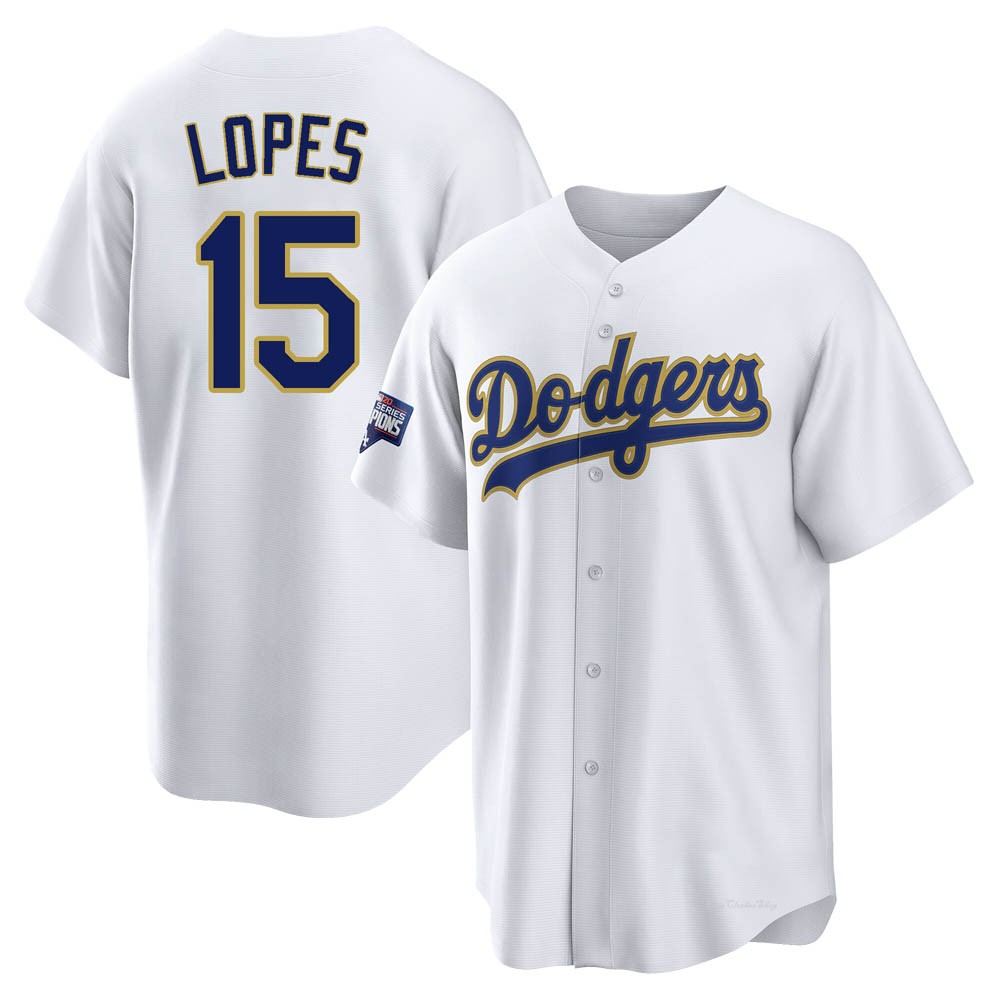 Men's Davey Lopes Los Angeles Dodgers Replica White/Gold 2021 Gold Program Player Jersey