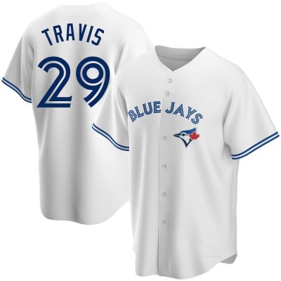 Men's Devon Travis Toronto Blue Jays Replica White Home Jersey