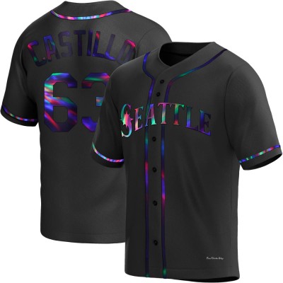 Men's Diego Castillo Seattle Mariners Replica Black Holographic Alternate Jersey