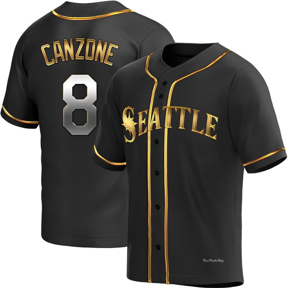 Men's Dominic Canzone Seattle Mariners Replica Black Golden Alternate Jersey