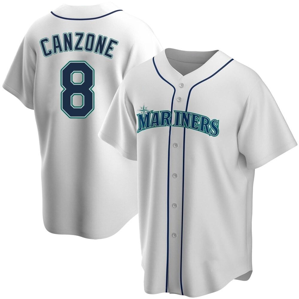Men's Dominic Canzone Seattle Mariners Replica White Home Jersey
