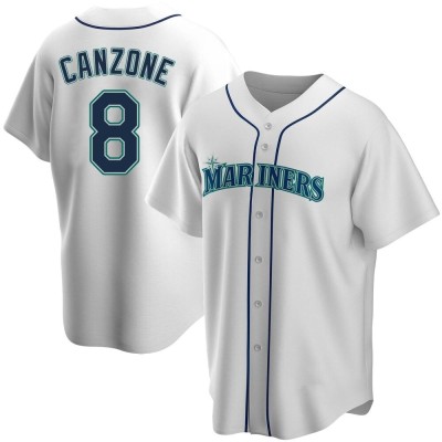 Men's Dominic Canzone Seattle Mariners Replica White Home Jersey