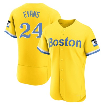 Men's Dwight Evans Boston Red Sox Authentic Gold/Light Blue 2021 City Connect Jersey