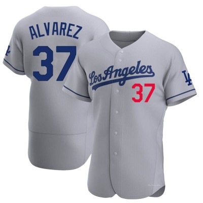 Men's Eddy Alvarez Los Angeles Dodgers Authentic Gray Away Jersey
