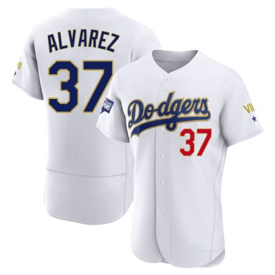 Men's Eddy Alvarez Los Angeles Dodgers Authentic White/Gold 2021 Gold Program Player Jersey