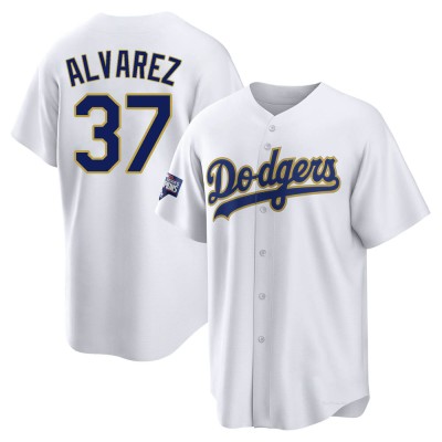 Men's Eddy Alvarez Los Angeles Dodgers Replica White/Gold 2021 Gold Program Player Jersey