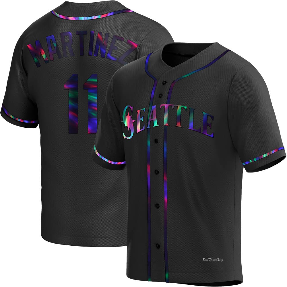 Men's Edgar Martinez Seattle Mariners Replica Black Holographic Alternate Jersey