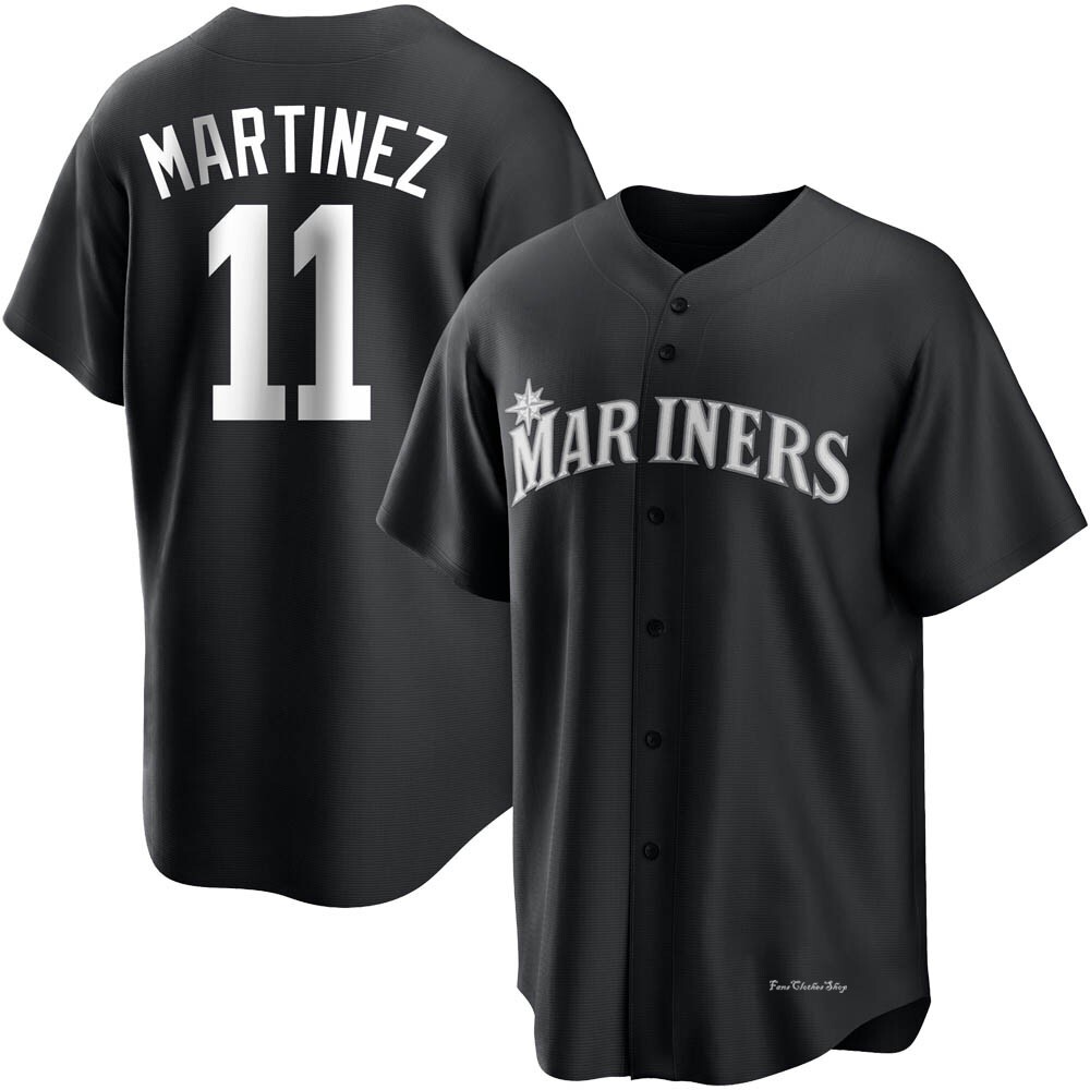 Men's Edgar Martinez Seattle Mariners Replica Black/White Jersey