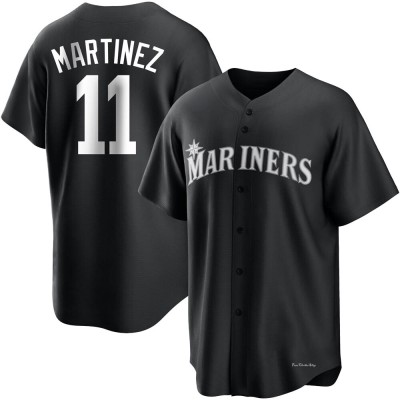 Men's Edgar Martinez Seattle Mariners Replica Black/White Jersey