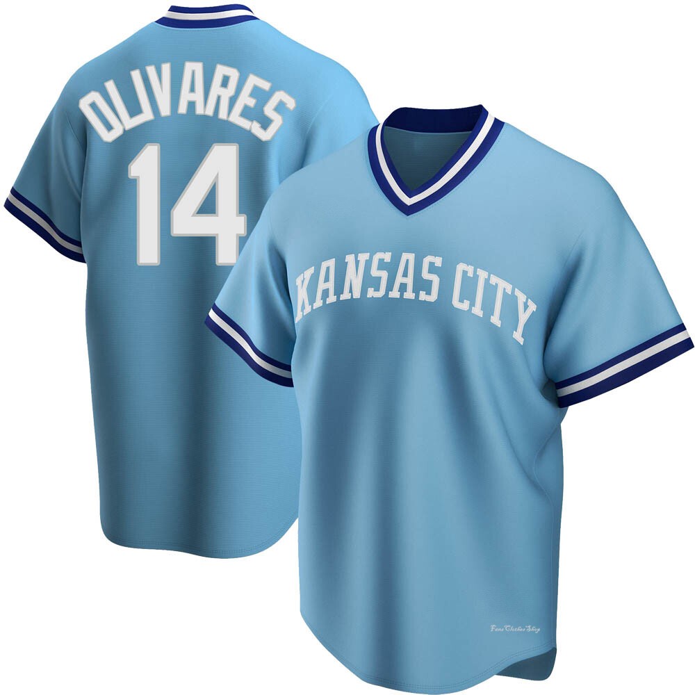 Men's Edward Olivares Kansas City Royals Replica Light Blue Road Cooperstown Collection Jersey