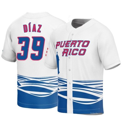 Men's Edwin Diaz Puerto Rico Baseball Replica White 2023 World Baseball Classic Jersey