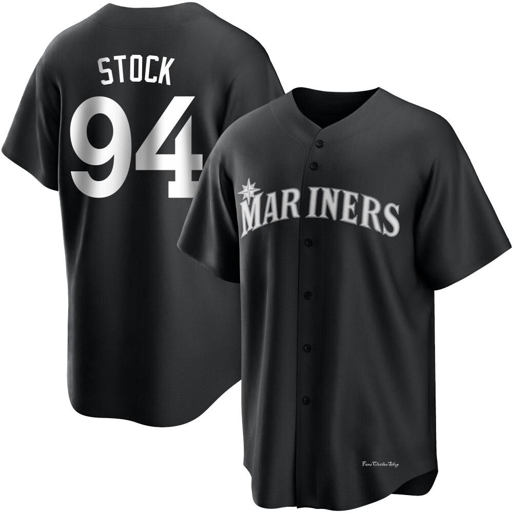Men's Erik Stock Seattle Mariners Replica Black/White Jersey