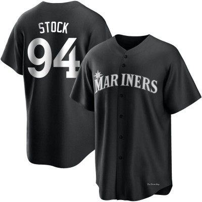 Men's Erik Stock Seattle Mariners Replica Black/White Jersey