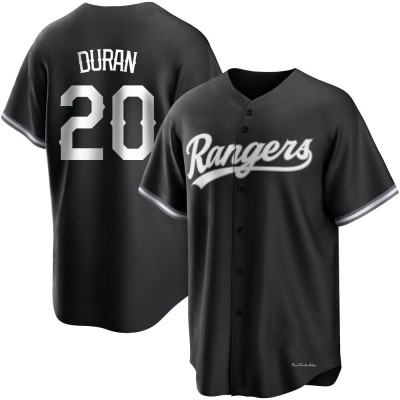 Men's Ezequiel Duran Texas Rangers Replica Black/White Jersey