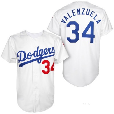 Men's Fernando Valenzuela Los Angeles Dodgers Authentic White 1955 Throwback Jersey