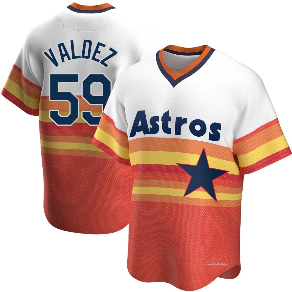 Men's Framber Valdez Houston Astros Replica White Home Cooperstown Collection Jersey