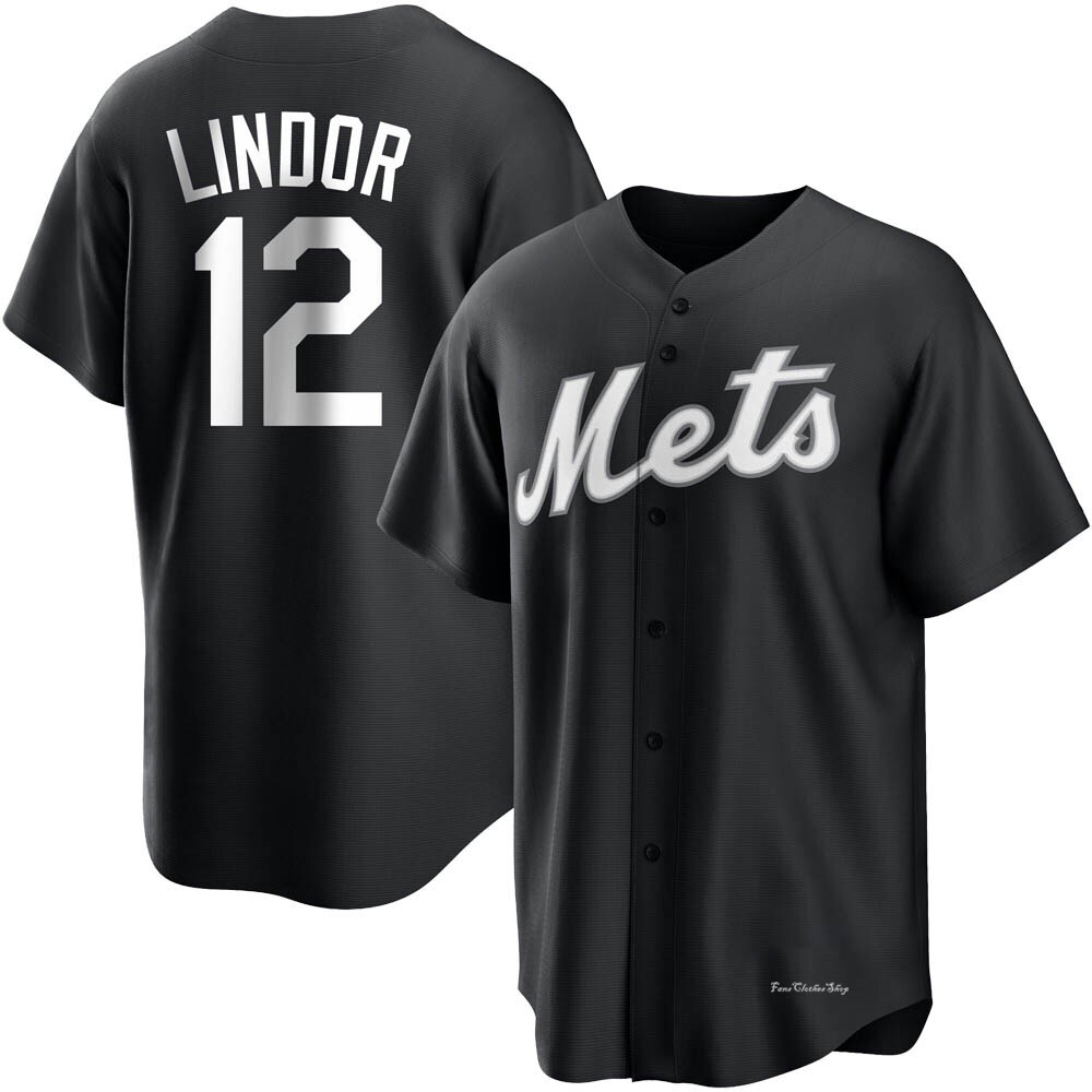 Men's Francisco Lindor New York Mets Replica Black/White Jersey