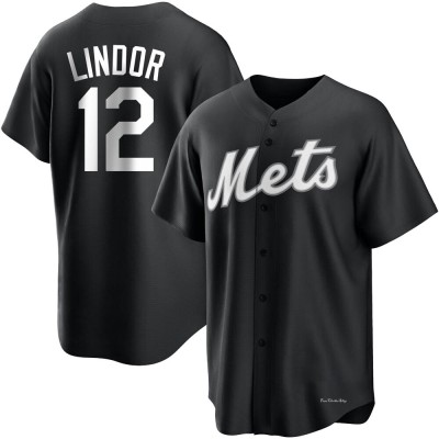 Men's Francisco Lindor New York Mets Replica Black/White Jersey