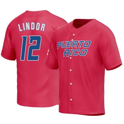 Men's Francisco Lindor Puerto Rico Baseball Replica Red 2023 World Baseball Classic Jersey