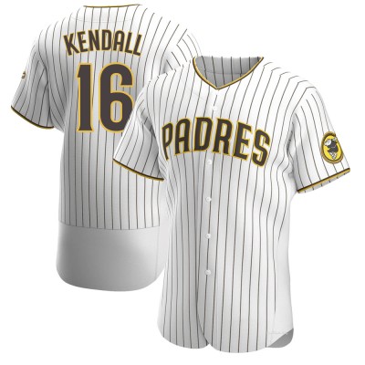 Men's Fred Kendall San Diego Padres Authentic White/Brown Home Jersey