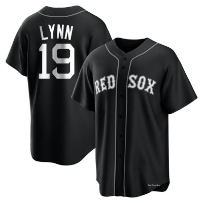 Men's Fred Lynn Boston Red Sox Replica Black/White Jersey