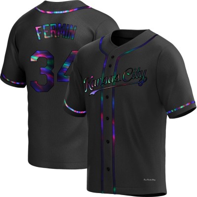 Men's Freddy Fermin Kansas City Royals Replica Black Holographic Alternate Jersey
