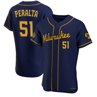 Men's Freddy Peralta Milwaukee Brewers Authentic Navy Alternate Jersey