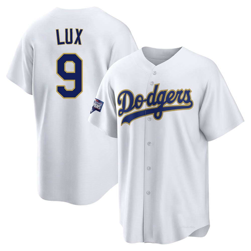 Men's Gavin Lux Los Angeles Dodgers Replica White/Gold 2021 Gold Program Player Jersey
