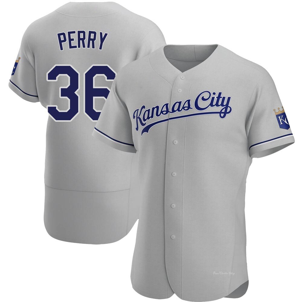 Men's Gaylord Perry Kansas City Royals Authentic Gray Road Jersey