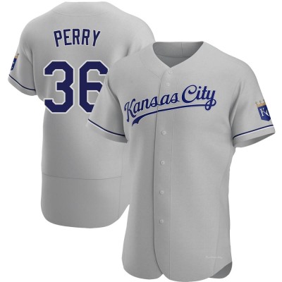 Men's Gaylord Perry Kansas City Royals Authentic Gray Road Jersey