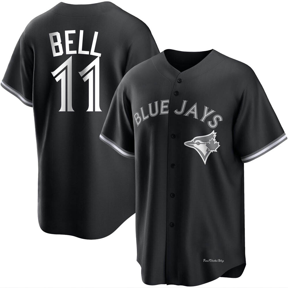 Men's George Bell Toronto Blue Jays Replica Black/White Jersey