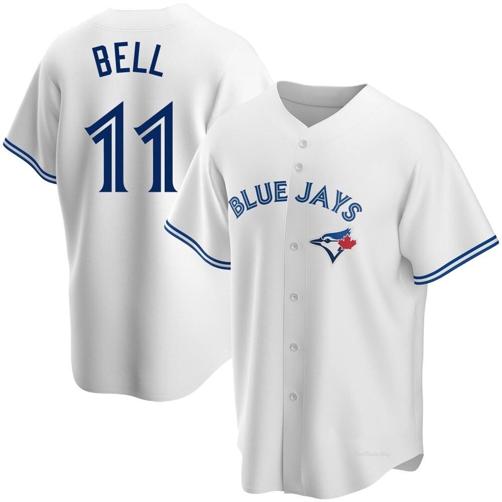 Men's George Bell Toronto Blue Jays Replica White Home Jersey