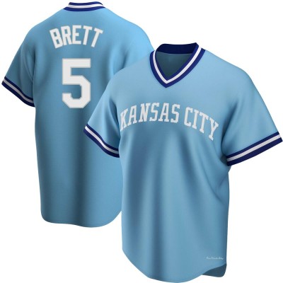 Men's George Brett Kansas City Royals Replica Light Blue Road Cooperstown Collection Jersey