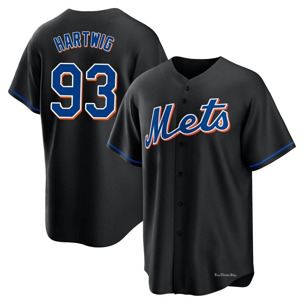 Men's Grant Hartwig New York Mets Replica Black 2022 Alternate Jersey