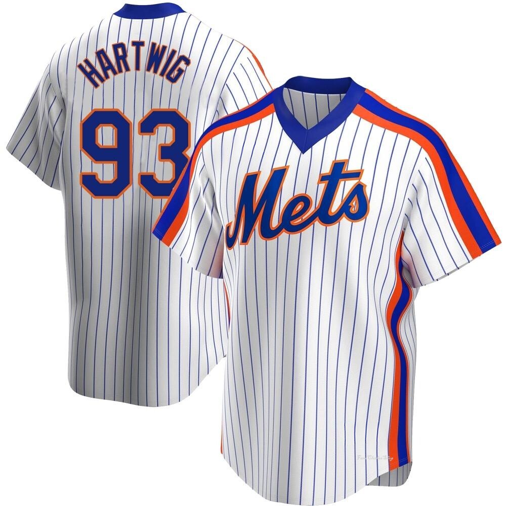 Men's Grant Hartwig New York Mets Replica White Home Cooperstown Collection Jersey