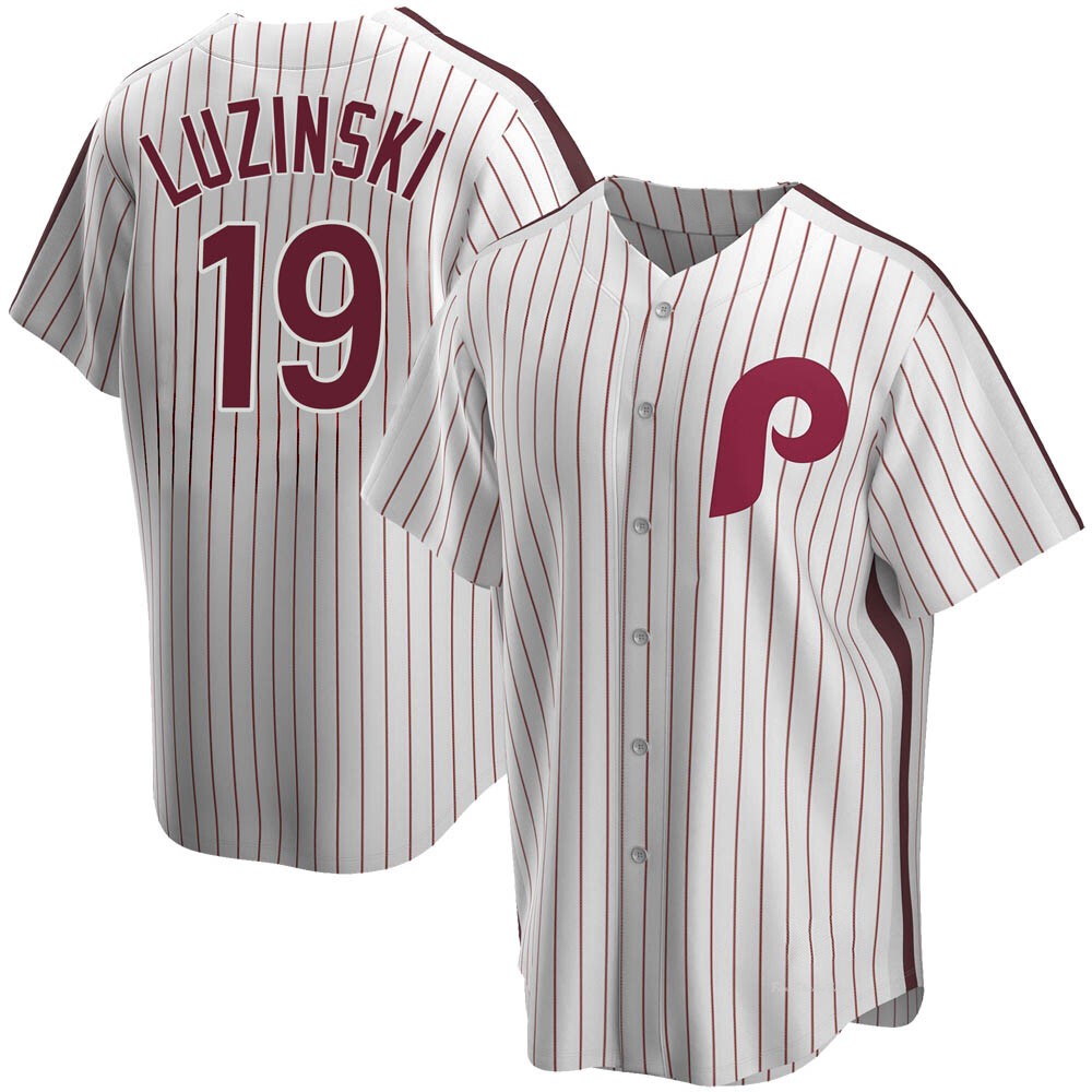 Men's Greg Luzinski Philadelphia Phillies Replica White Home Cooperstown Collection Jersey