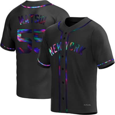 Men's Hideki Matsui New York Yankees Replica Black Holographic Alternate Jersey