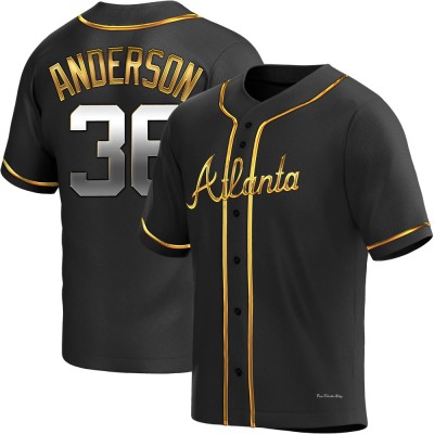Men's Ian Anderson Atlanta Braves Replica Black Golden Alternate Jersey