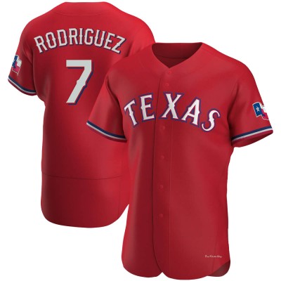 Men's Ivan Rodriguez Texas Rangers Authentic Red Alternate Jersey