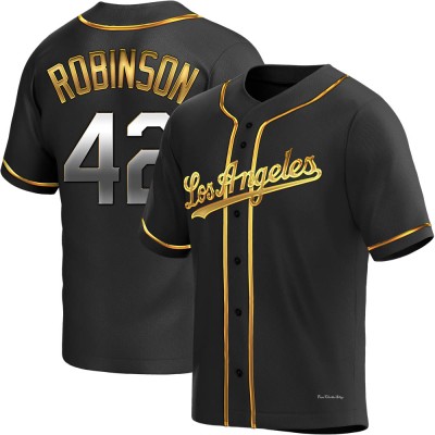 Men's Jackie Robinson Los Angeles Dodgers Replica Black Golden Alternate Jersey
