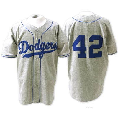 Men's Jackie Robinson Los Angeles Dodgers Replica Grey Throwback Jersey