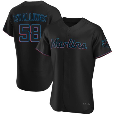 Men's Jacob Stallings Miami Marlins Authentic Black Alternate Jersey