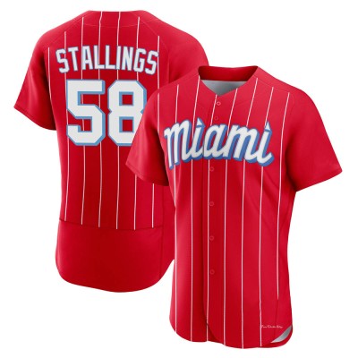 Men's Jacob Stallings Miami Marlins Authentic Red 2021 City Connect Jersey