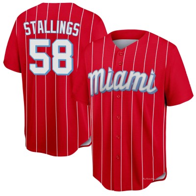 Men's Jacob Stallings Miami Marlins Replica Red 2021 City Connect Jersey
