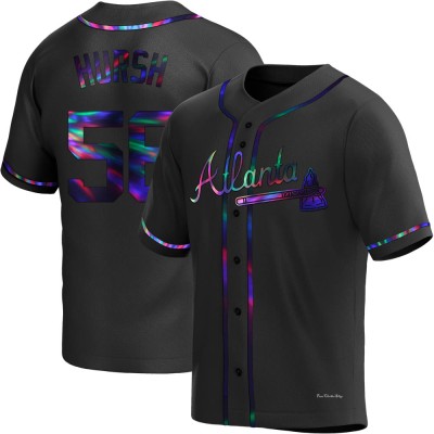 Men's Jason Hursh Atlanta Braves Replica Black Holographic Alternate Jersey