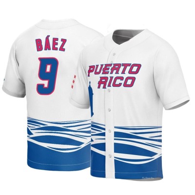 Men's Javier Baez Puerto Rico Baseball Replica White 2023 World Baseball Classic Jersey