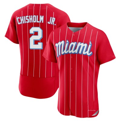 Men's Jazz Chisholm Jr. Miami Marlins Authentic Red 2021 City Connect Jersey