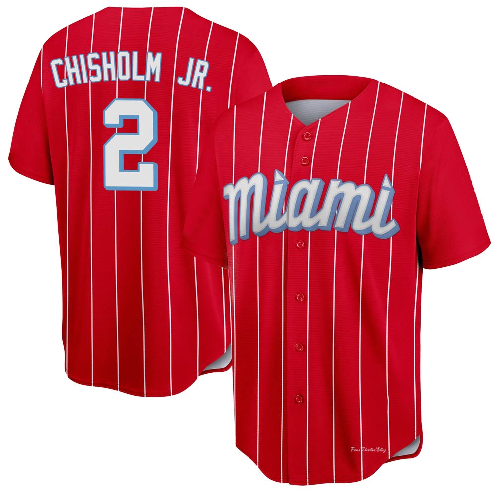 Men's Jazz Chisholm Jr. Miami Marlins Replica Red 2021 City Connect Jersey