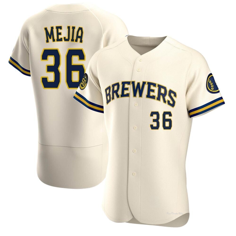 Men's J.C. Mejia Milwaukee Brewers Authentic Cream Home Jersey